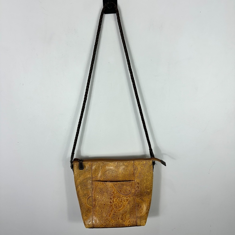 Relic Crossbody Bag Womens Medium Tan Paisley Embossed Boho Western Purse